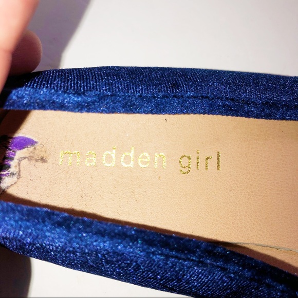 Madden Girl Penniee blue velvet loafers size 8.5 - Picture 5 of 7